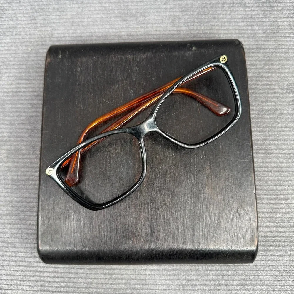 Gucci GG0025O 003 Black Amber Tortoise Cat Eye Eyeglasses Frames 56-14-140